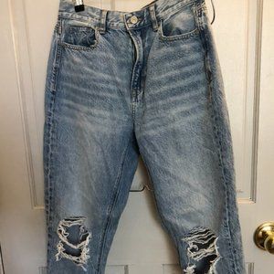American Eagle Light-Washed Distressed Mom Jeans